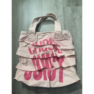 Vintage Choose Juicy Couture Pink Ruffle Tote Bag Y2K Canvas Juicy Style